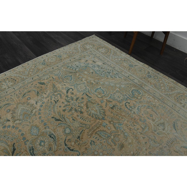 1970s Vintage Persian Handmade Wool Cotton Neutral Area Rug For Sale - Image 4 of 11