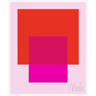 The Interaction of Red and Deep Hot Pink on Light Pink Fine Art Print 45" X 55" by Liz Roache For Sale