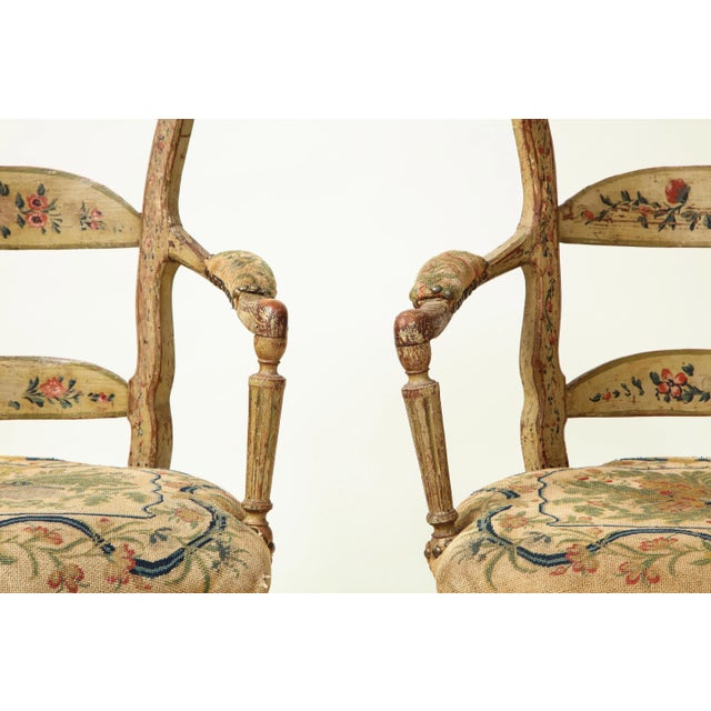 Pair of Continental Painted Armchairs With Needlework Seats For Sale - Image 12 of 13