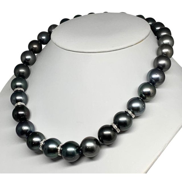 Diamond Tahitian Pearl Necklace 14 Karat Gold Certified For Sale - Image 10 of 10