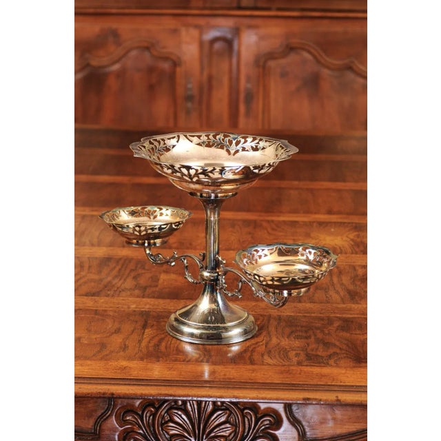 French 19th Century Silver Epergne with Pierced Foliage and Scrolling Motifs For Sale - Image 9 of 13