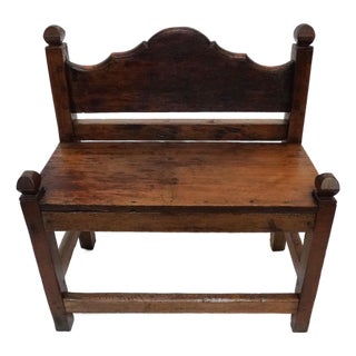 Antique Walnut Bench Seat With Back Rest For Sale