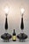 Vintage Mid Century Modern Black Glazed Ceramic & Chrome Sculpted Table Lamps - a Pair. Circa Mid 20th Century....