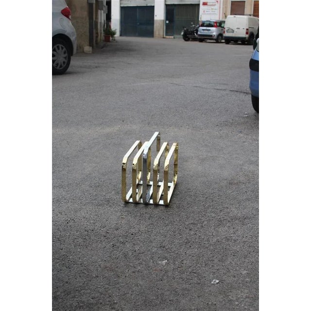 Magazine Rack in Brass from Metalarte, 1970 For Sale - Image 3 of 8