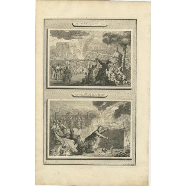 Baroque Pieter Mortier, Fire Consumes Aaron's Offering and Death of Nadab and Abihu, 1700, Engraving For Sale - Image 3 of 12