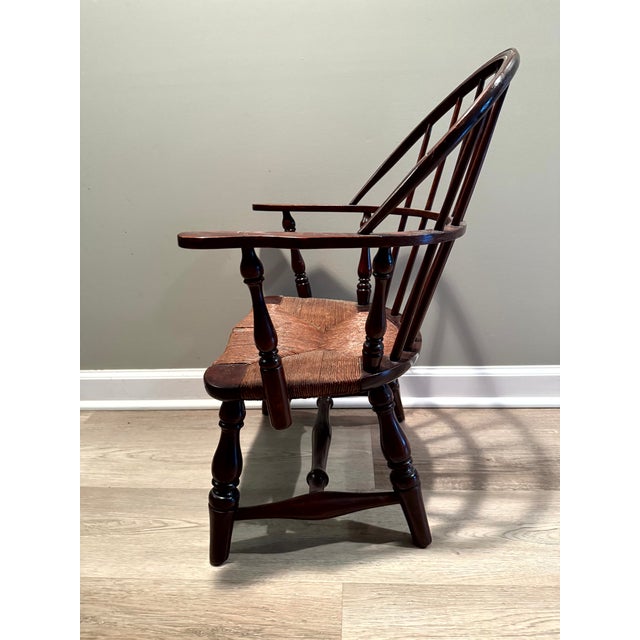 Antique Paine Furniture Co. Boston Child's Windsor Armchair With Original Rush Seat For Sale - Image 11 of 17
