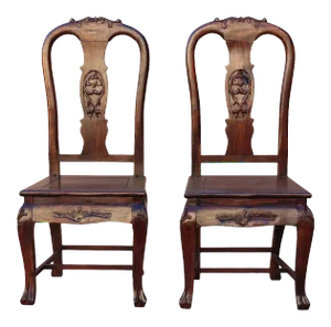 Chinese Old Shanghai Design Solid Red Wood SuanZhiMu Rosewood Chairs - a Pair