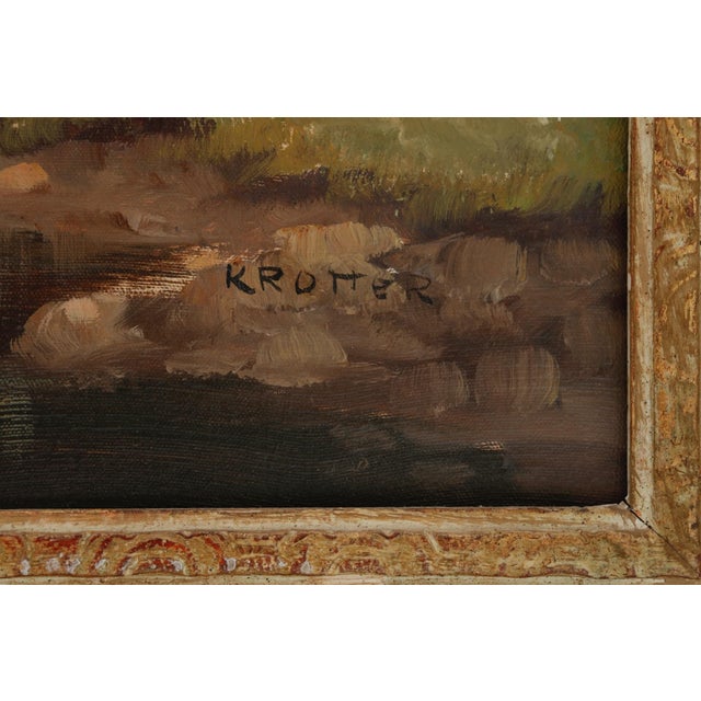 Rustic European Krotter Signed Framed Oil on Canvas For Sale - Image 3 of 12
