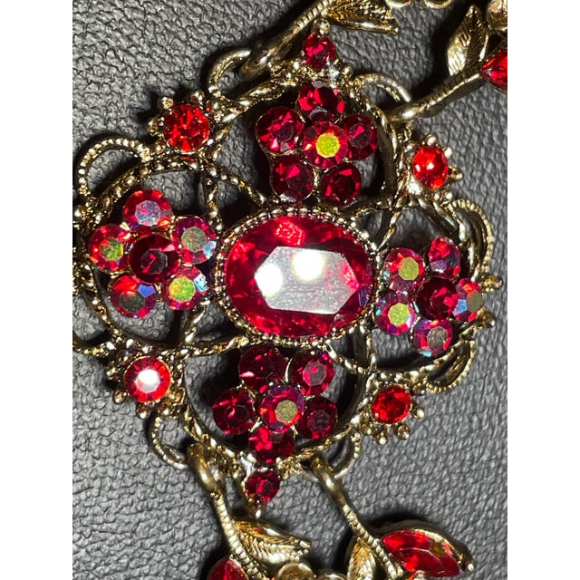 Bohemian Czech MCM Multi-link floral bracelet featuring alternating decorative segments. The central centerpiece is an...