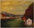 A signed Swedish oil painting by Egon Larsson, dated 1955, depicting a quiet canal or waterfront district beneath a...