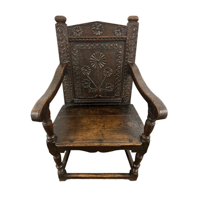 English 17th Century English Wainscot Armchair For Sale - Image 3 of 12