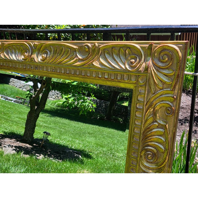 1990s Large Italian Carved Giltwood Mirror 68x46 For Sale - Image 4 of 13