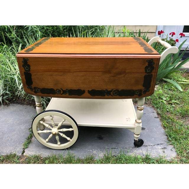 Vintage Ethan Allen Serving Cart Hitchcock Style Stenciled Drop Leaf Tea/Serving Cart Chairish