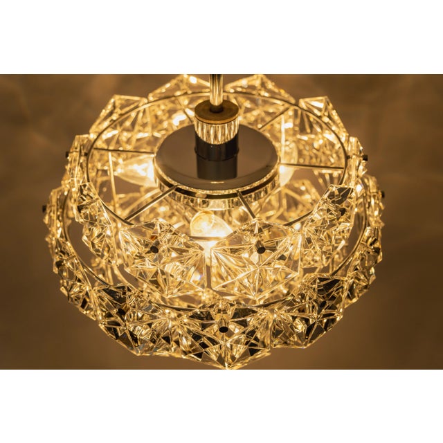 Gold Petite Chrome & Crystal Glass Pendant from Kinkeldey, Germany, 1970 For Sale - Image 8 of 13