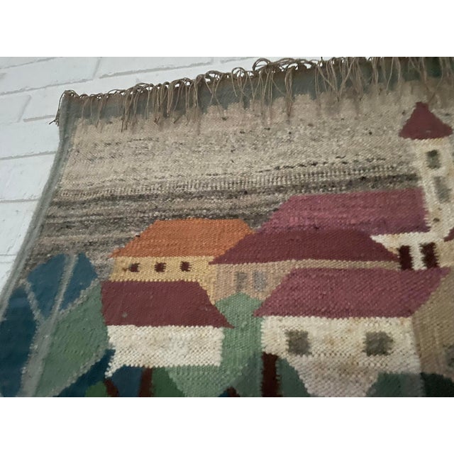 Vintage Polish Handwoven Wool Tapestry or Kilim Made in Bobowa, Poland For Sale - Image 9 of 9