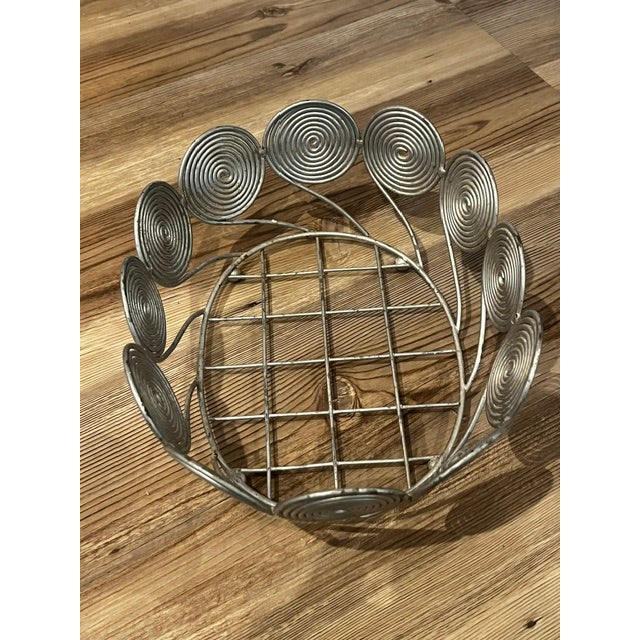 Silver Vintage Mid-Century Modern Silver-Tone Wire Basket For Sale - Image 8 of 9