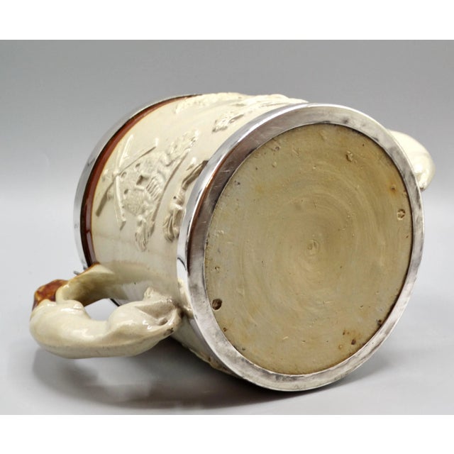 19th-C English Traditional Salt Glazed With Silver Collar & Whippet Dog Loving Cup / Vessel For Sale - Image 4 of 9