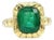 5 Carat Emerald Cushion Ring in 18k Yellow Gold, Size 6.5 For Sale