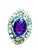 Bochic "Orient" Natural Amethyst & Aquamarine Ring Set In 18K Gold & Silver Natural Oval Shape Center Amethyst 9.00 Carat...