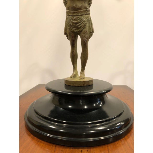 Metal Armillary Sculpture With Man and Globe on Shoulders For Sale - Image 4 of 13