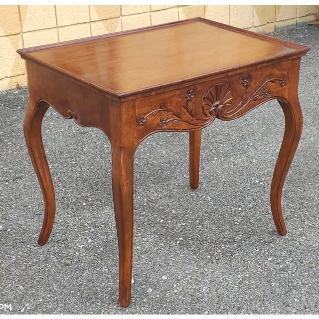 French Provincial Italian Provincial Style Carved and Varnished Solid Cherry Side Table For Sale - Image 3 of 10