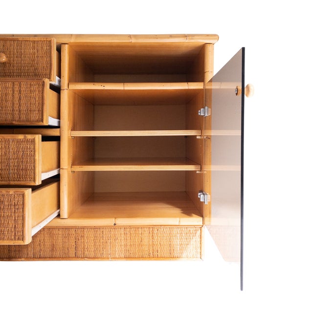 1970s Sideboard in Bamboo and Rush, Italy, 1970s For Sale - Image 5 of 14