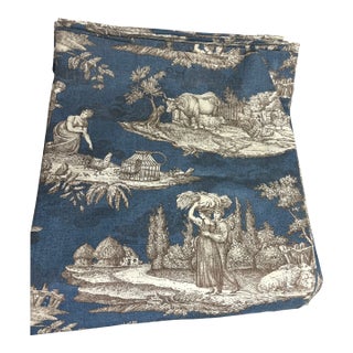 Williams Sonoma Home Cotton Toile (Blue/Ivory/Brown) For Sale
