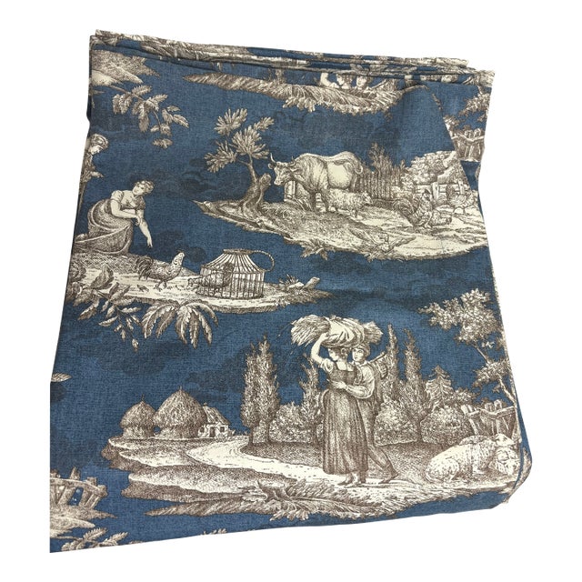 Williams Sonoma Home Cotton Toile (Blue/Ivory/Brown) For Sale