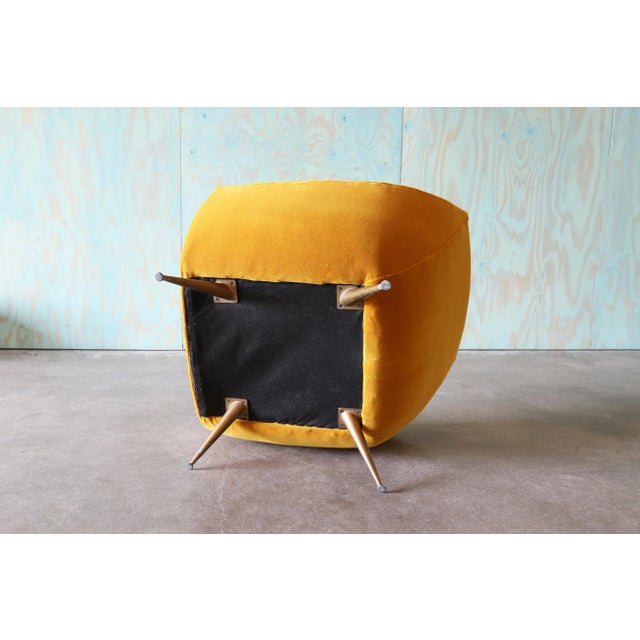 1950s Henry Glass Lounge Chair Brass Legs Gold Mohair Mid Century Modern For Sale - Image 12 of 13