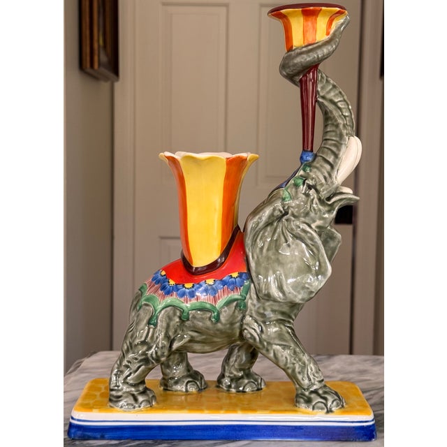 Contemporary Vintage Ditmar Urbach Czechoslovakia Elephant Candle Vase Centerpiece For Sale - Image 3 of 16
