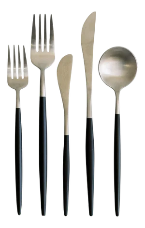 Luna Black + Silver Flatware Set - Set of 5