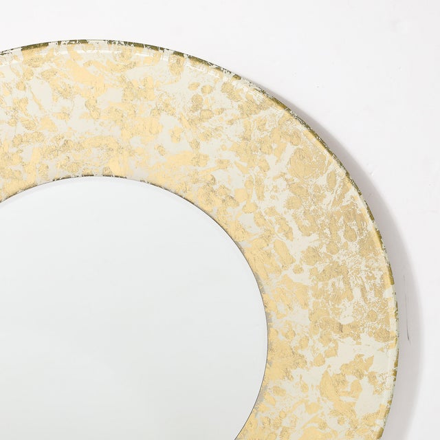 Mid-Century Modernist Round 24 Karat Gold Leaf Illuminated Murano Glass Mirror For Sale - Image 11 of 12