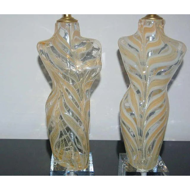 Murano Glass Female Nude Lamps Gold & White For Sale In Atlanta - Image 6 of 9