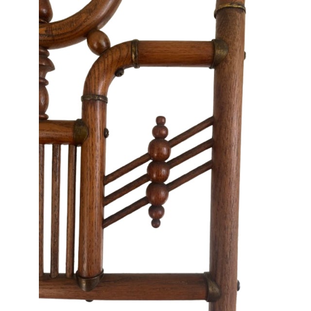 C. 1900 Victorian Oak Stick and Ball Ornate Easel Stand For Sale - Image 9 of 12