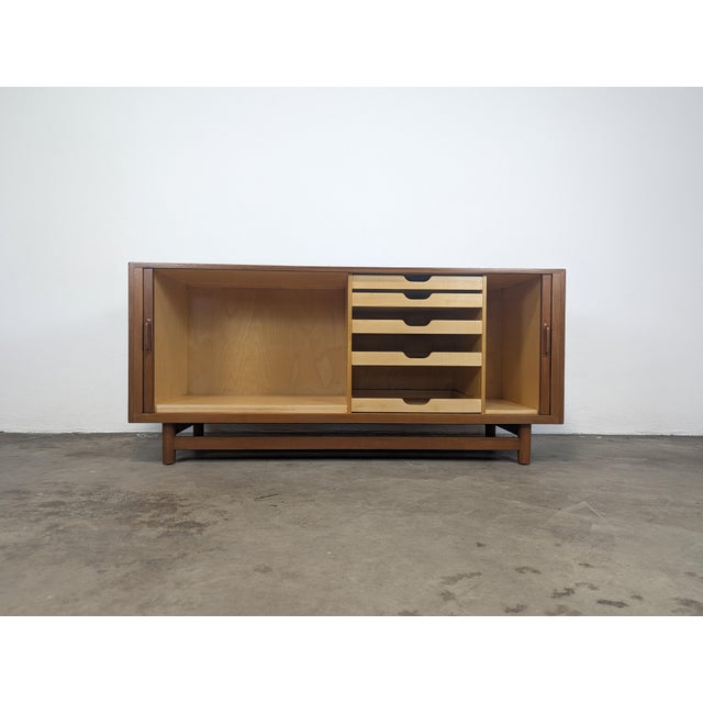 Wood 1960s Danish Mid Century Modern Teak Tambour Door Credenza by Worts Mobler For Sale - Image 7 of 12