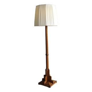 Dutch Art Deco Amsterdamse School Floor Lamp in Oak and Macassar Ebony, 1920s For Sale