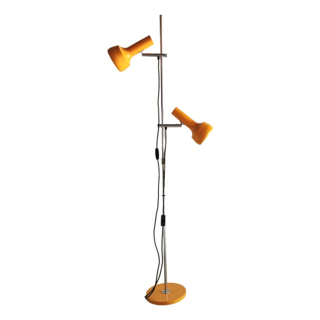 Mid-Century German Floor Lamp in Yellow and Chrome, 1970s For Sale