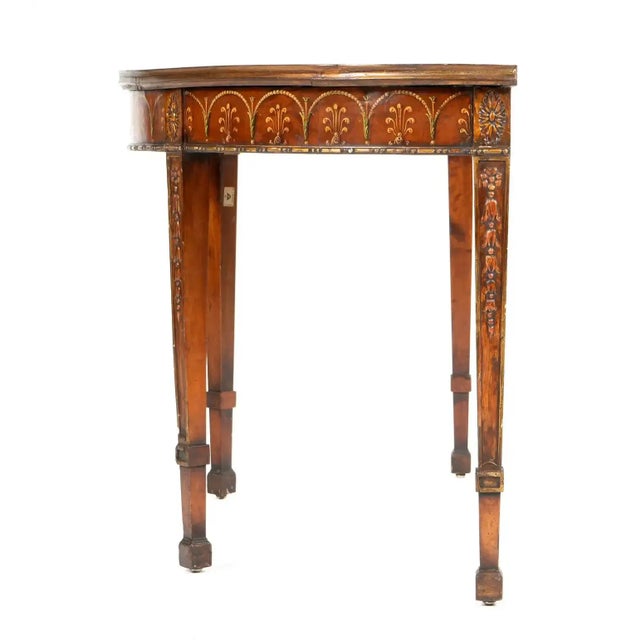 Late 18th Century Adam Painted and Gilt Satinwood Demilune Console Table For Sale - Image 4 of 8