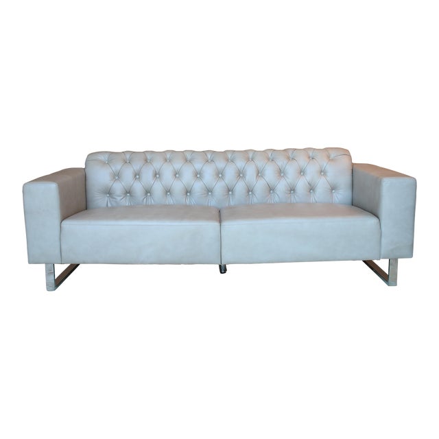 Mid-Century Modern Style Leather Sofa For Sale