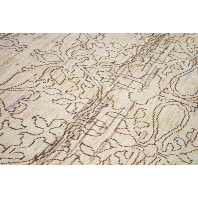Beige Modern Oushak Handmade Tribal Beige Wool Rug For Sale - Image 8 of 9