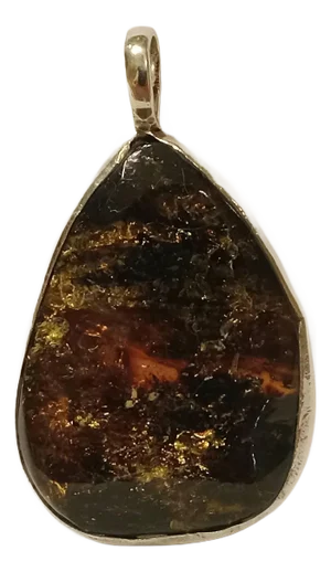 Sterling Silver Green and Gold Baltic Amber Pendant