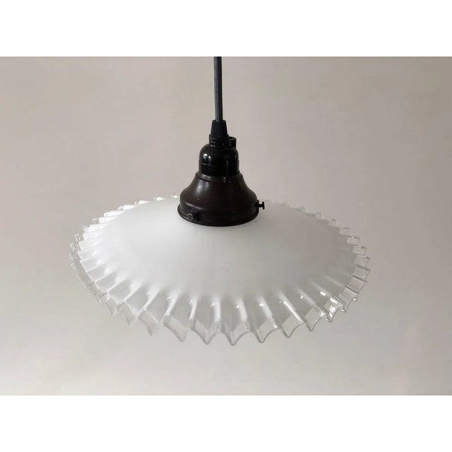 Porcelain and Handmade Glass Counterweight Pendant Lamp, 1900s For Sale - Image 9 of 18