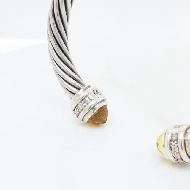 David Yurman 7mm Sterling Silver, Citrine, & Diamond Classic Cable Bracelet For Sale - Image 14 of 15