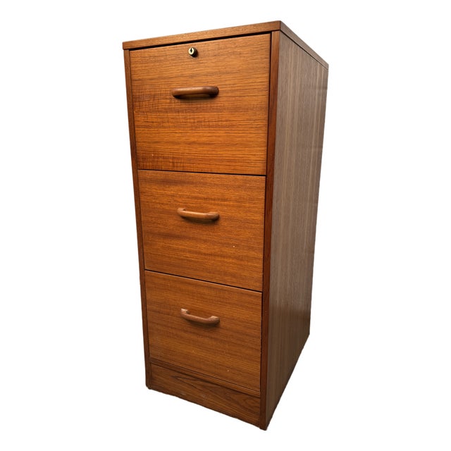 Mid 20th Century Danish Modern Three Drawer Teak Filing Cabinet by BRDR Furbo For Sale