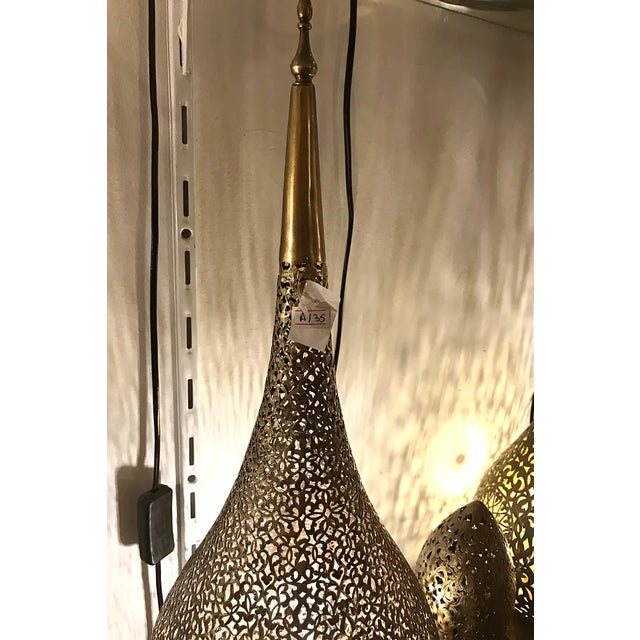 1980s 1980s Decorative Moroccan Embossed Brass Floor Lamp For Sale - Image 5 of 10