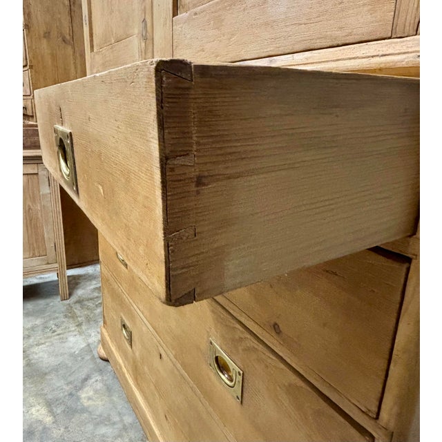 Brown 19th Century English Pine Linen Press For Sale - Image 8 of 9