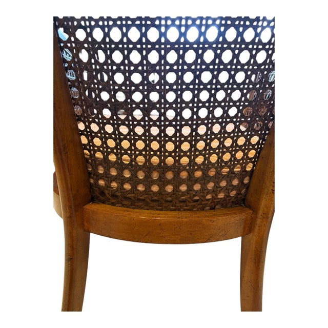 Textile Vintage French Regency Style Cane Barrel Back Armchair From Beachler’s Drexel Heritage Gallery For Sale - Image 7 of 9