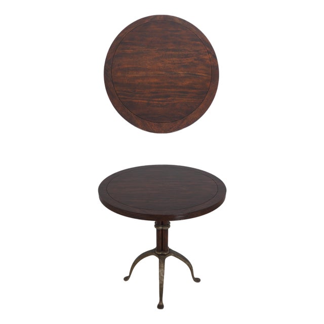 Theodore Alexander Round Iron Base Lamp Table For Sale