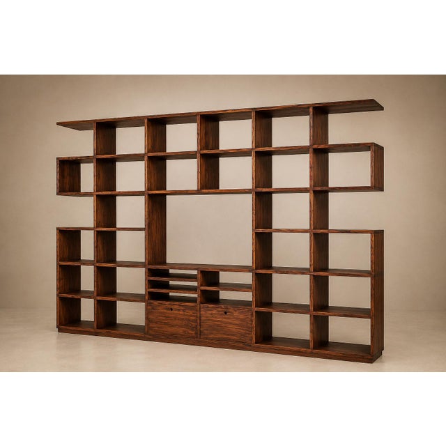 Monumental Brazilian Modern Bookshelf in Solid Rosewood With Storage, Brazil, 1960s For Sale - Image 9 of 18