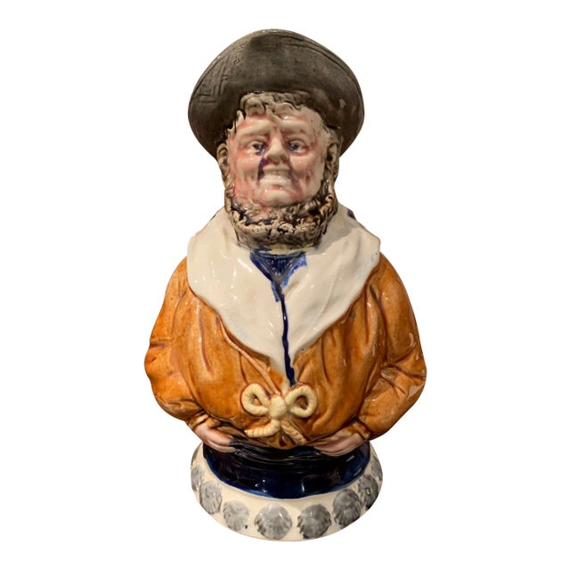 19th Century Belgian Nimy-Lès-Mons Barbotine Sailor Pitcher For Sale